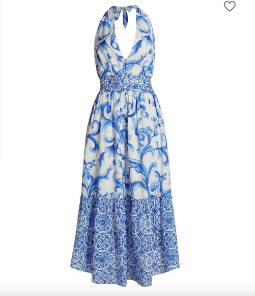 NEW! Summer 2024 Ramy Brook "Mollie" Watercolor Halter Midi Dress. Size Small - Picture 1 of 8